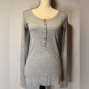Aeropostale Vintage Gray Half Button-Up Long Sleeve Top